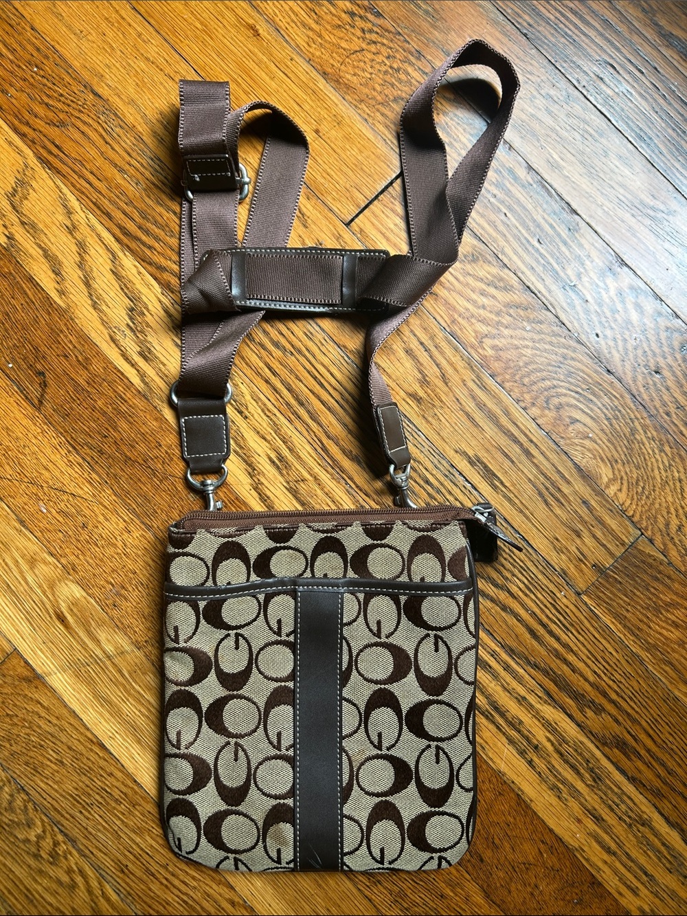Coach Brown Signature Canvas Crossbody Messenger Bag